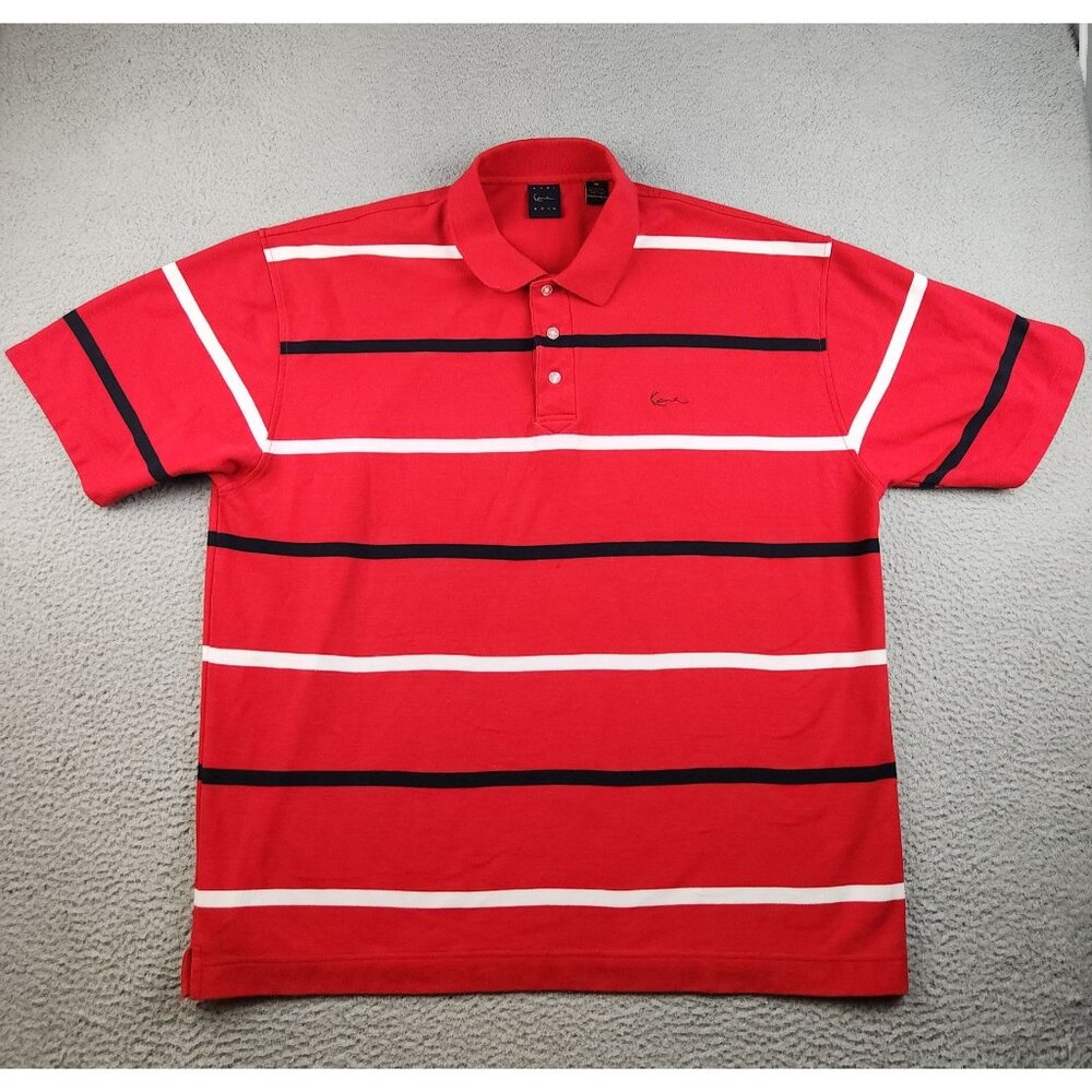 Kani Gold Y2K‎ Polo Shirt Mens 3XL Striped Short Sleeve Collar Classic Fit Urban